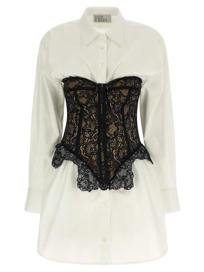 Giuseppe Di Morabito Long Sleeve Corset Style Lace Dress In White