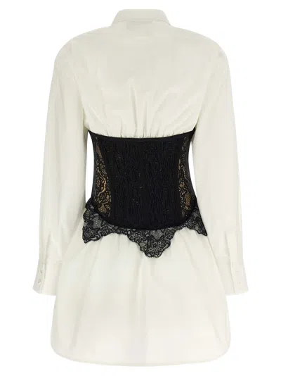 Giuseppe Di Morabito Long Sleeve Corset Style Lace Dress In White