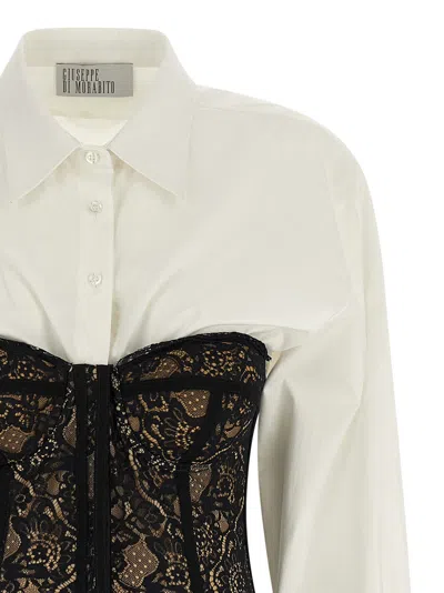 Giuseppe Di Morabito Long Sleeve Corset Style Lace Dress In White