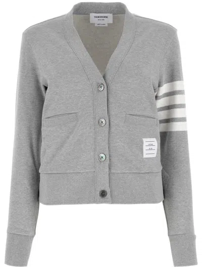 Thom Browne Cotton Cardigan In Gray
