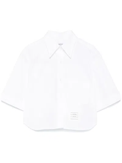 Thom Browne Cropped Shirt Featuring Button-down Collar In White