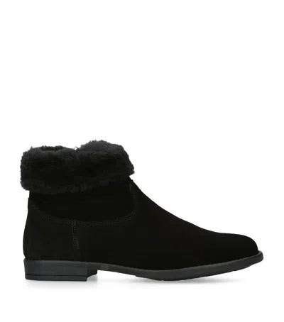 Papouelli Suede Matilda Ankle Boots In Black