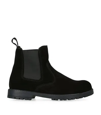 Papouelli Suede Oscar Chelsea Boots In Black