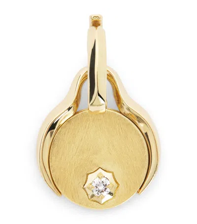 Jade Trau Mini Yellow Gold And Diamond Diana Charm In Gold