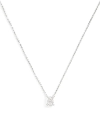 Harrods White Gold And Diamond Pendant Necklace In Silver