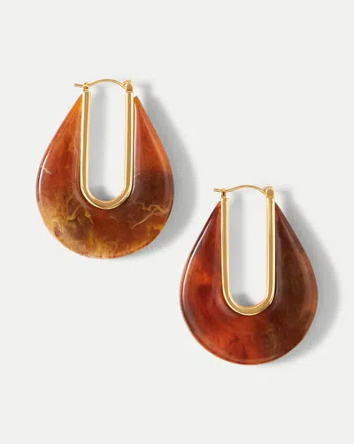 Veronica Beard Resin Drop Hoop Earrings In Brown