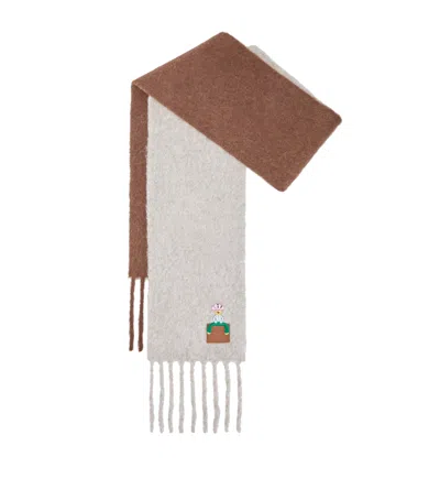 Loewe Alpaca-blend Embroidered Scarf In Multi