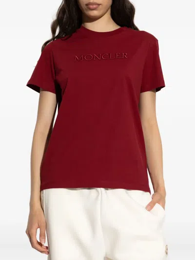 Moncler Embroidered Tonal Logo Cotton T-shirt Clothing