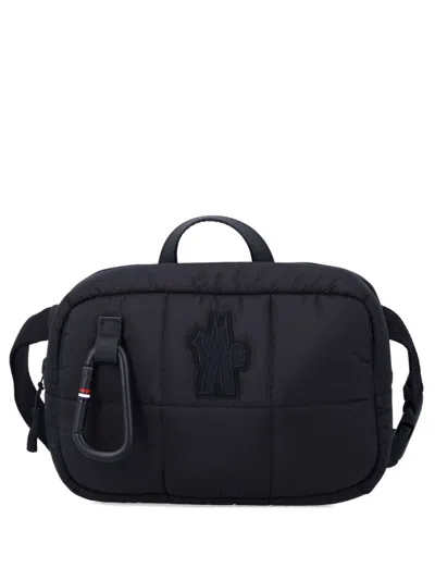 Moncler Quilted Nylon Shoulder Bag With Adjustable Strap In Black