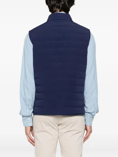 Brunello Cucinelli Men Nylon Down Vest In Blue