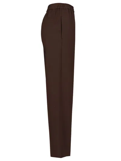 Weekend Max Mara Petra In Technical Gabardine Trousers Brown In Black