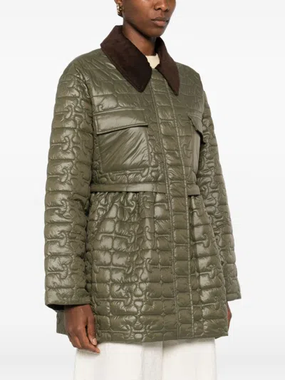 Ganni Women Recycled Nylon Quilted Jacket In Green