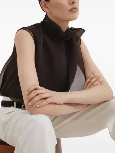 Brunello Cucinelli Silk Tank Top In Brown