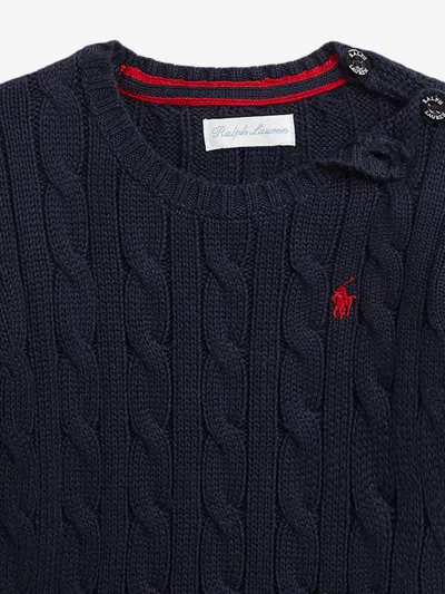 Ralph Lauren Baby Boys Cable Knit Jumper In Black