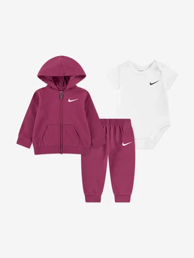 Nike Baby Girls 3 Piece Tracksuit Set In Burgundy