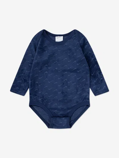 Nike Baby 3 Piece Velour Swoosh Bodysuit Set In Blue