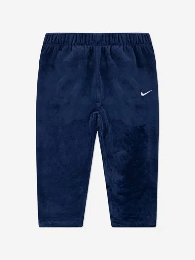 Nike Baby 3 Piece Velour Swoosh Bodysuit Set In Blue