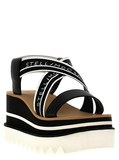 Stella Mccartney Sneak-elyse Striped Platform Sandals In Black