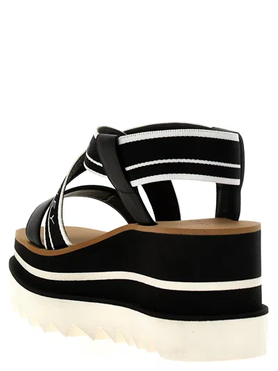 Stella Mccartney Sneak-elyse Striped Platform Sandals In Black