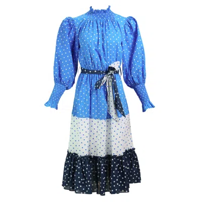 Kristinit Women's Blue Oberon Color Block Dot Dress In Blue