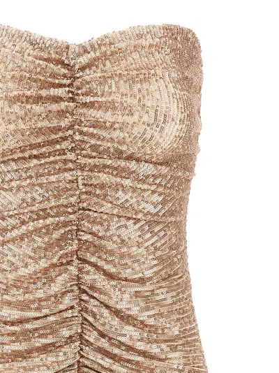 Norma Kamali Strapless Shirred Front Dresses Pink In Gold