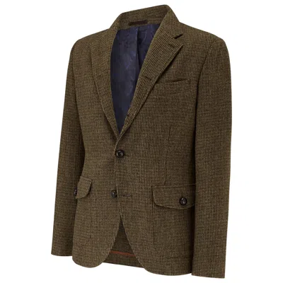 Guards London Men's Allenby Wool Tweed Blazer - Brown Microcheck In Brown