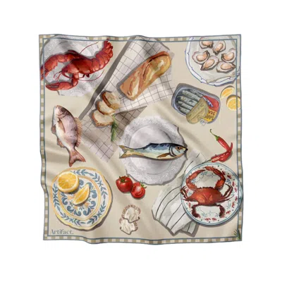 Artifact. Women's Blue / Neutrals Marisol Square Silk Scarf In Blue