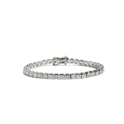 Drae Collection Women's Squared Bezel Tennis Bracelet Silver In Silver