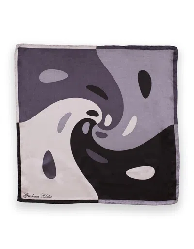 Gresham Blake Men's Black / White / Grey Black Swirl Pocket Square In Multi