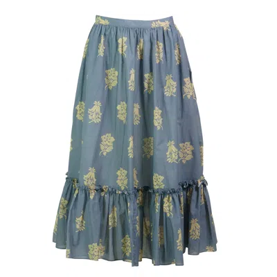 Kristinit Women's Grey Antique Print Zile Skirt In Gray