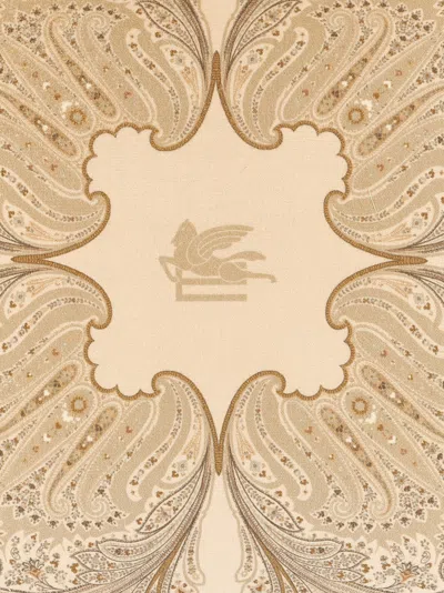 Etro Home Velvet Pillow Cushions Beige In Gold
