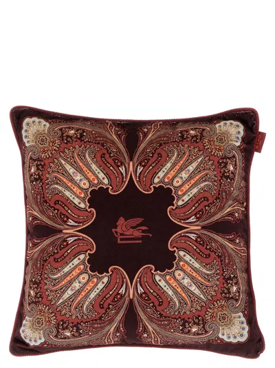 Etro Home Velvet Pillow Cushions Multicolor In Red