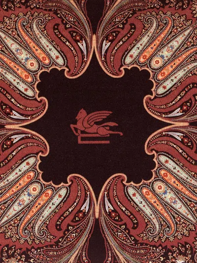 Etro Home Velvet Pillow Cushions Multicolor In Red