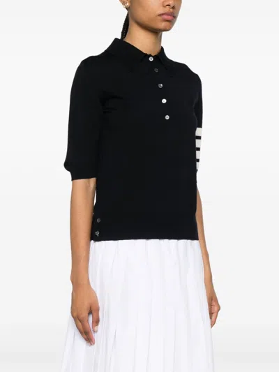Thom Browne Wool Polo Shirt In Black