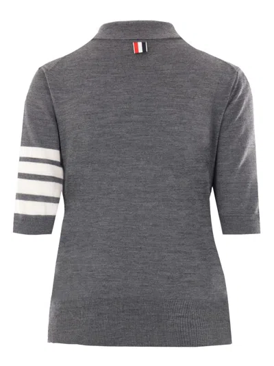 Thom Browne Short-sleeve Virgin-wool Polo Shirt In Gray