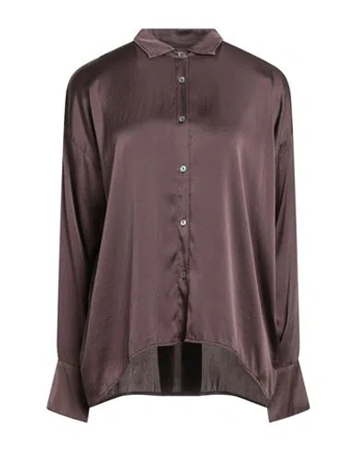 Crossley Woman Shirt Plum Size M Silk, Elastane In Purple