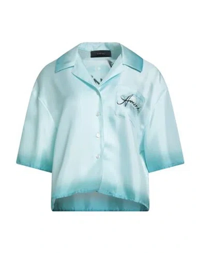 Amiri Woman Shirt Sky Blue Size L Silk In Blue