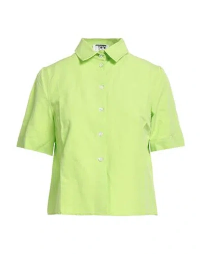 Lido Woman Shirt Lime Green Size M Linen, Cotton In Green
