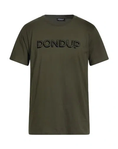 Dondup Man T-shirt Military Green Size L Cotton In Green