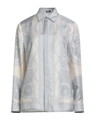 Versace Women's Printed Silk Shirt In Gray