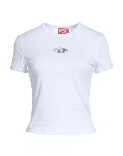 Diesel Woman T-shirt White Size L Cotton In White