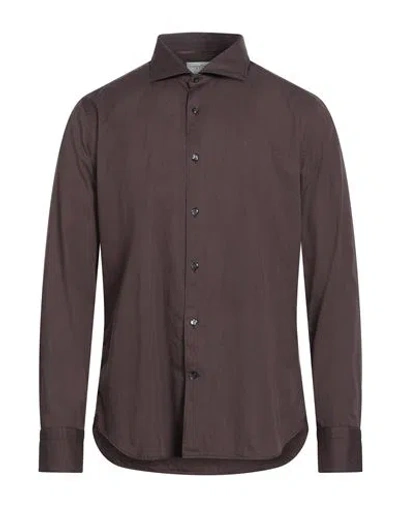 Tintoria Mattei 954 Exclusively For Bongenie Grieder Since 1891 Man Shirt Chocolate Brown Size 16 ½  In Brown