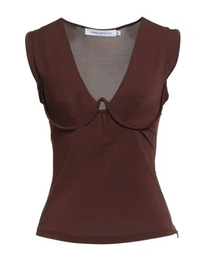 Simona Corsellini Woman Top Chocolate Brown Size 8 Viscose, Elastane In Red