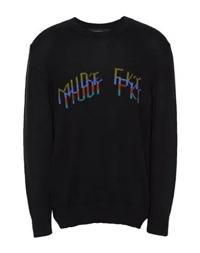 Rochambeau Man Sweater Black Size M Baby Alpaca Wool In Animal Print