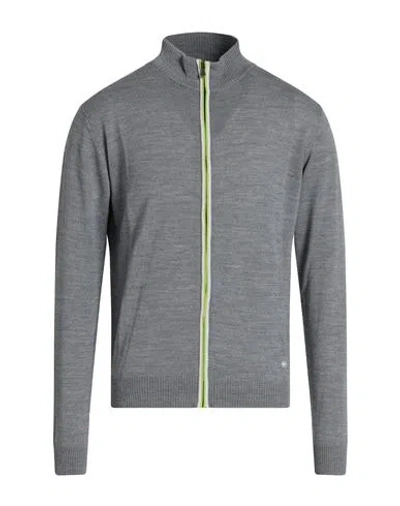 Manuel Ritz Man Cardigan Grey Size Xxl Virgin Wool, Acrylic In Animal Print