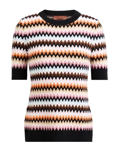 Missoni Short-sleeved Crewneck Pullover In Zigzag Wool In Multi