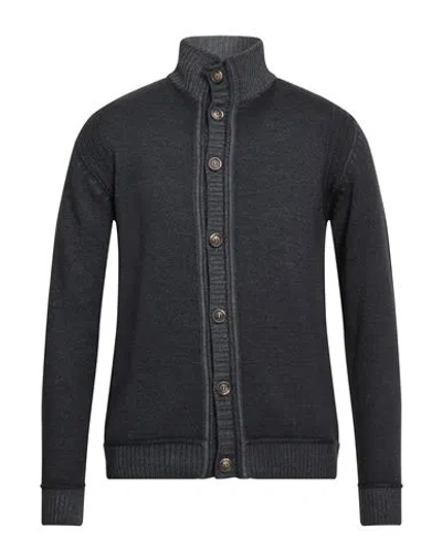 Abkost Man Cardigan Charcoal Size 44 Virgin Wool In Gray