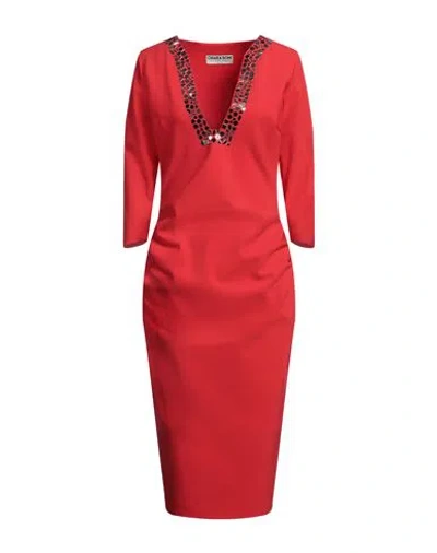 Chiara Boni La Petite Robe Woman Midi Dress Red Size 12 Polyamide, Elastane In Red