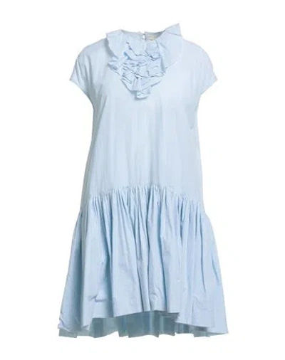 Laurence Bras Woman Mini Dress Sky Blue Size 6 Cotton In Blue