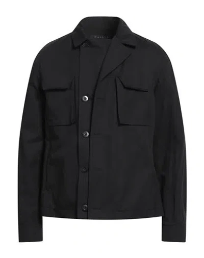 Malloni Man Jacket Black Size 38 Cotton, Linen In Black
